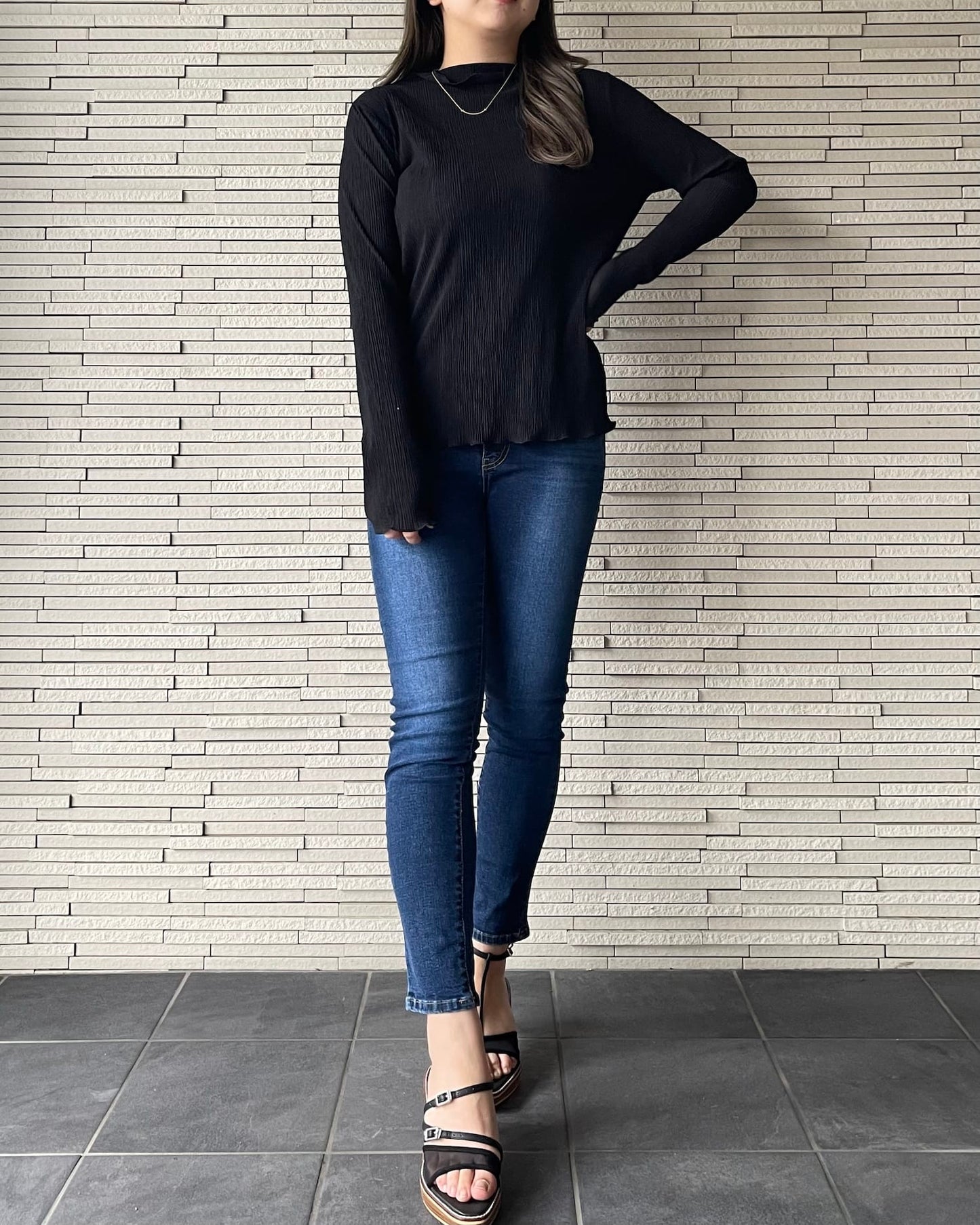 【予約販売】【ウエスト全ゴム】美シルエットストレッチスキニーデニム