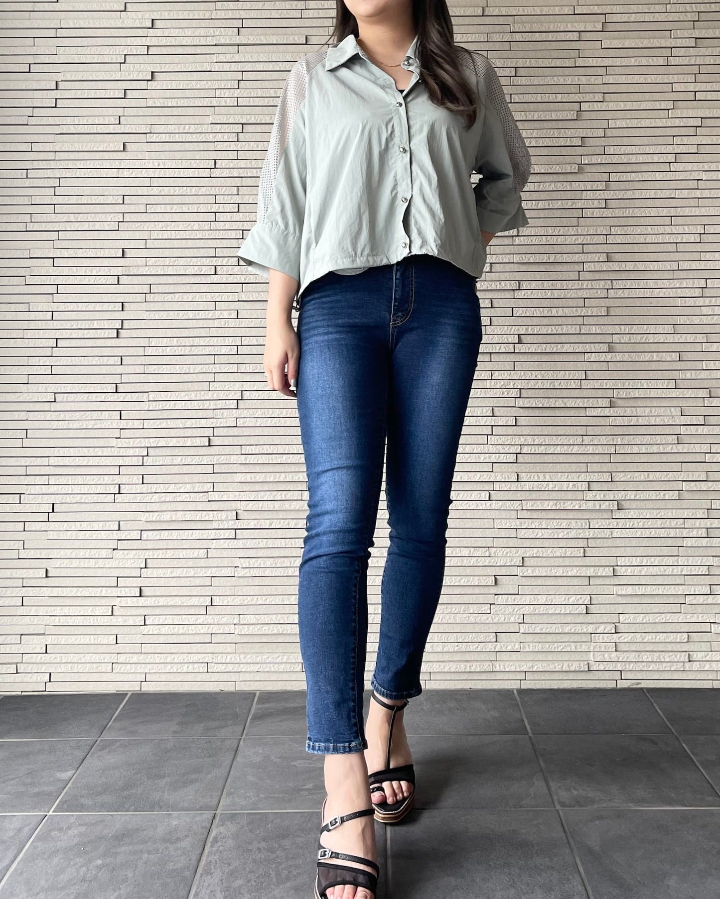 【予約販売】【ウエスト全ゴム】美シルエットストレッチスキニーデニム