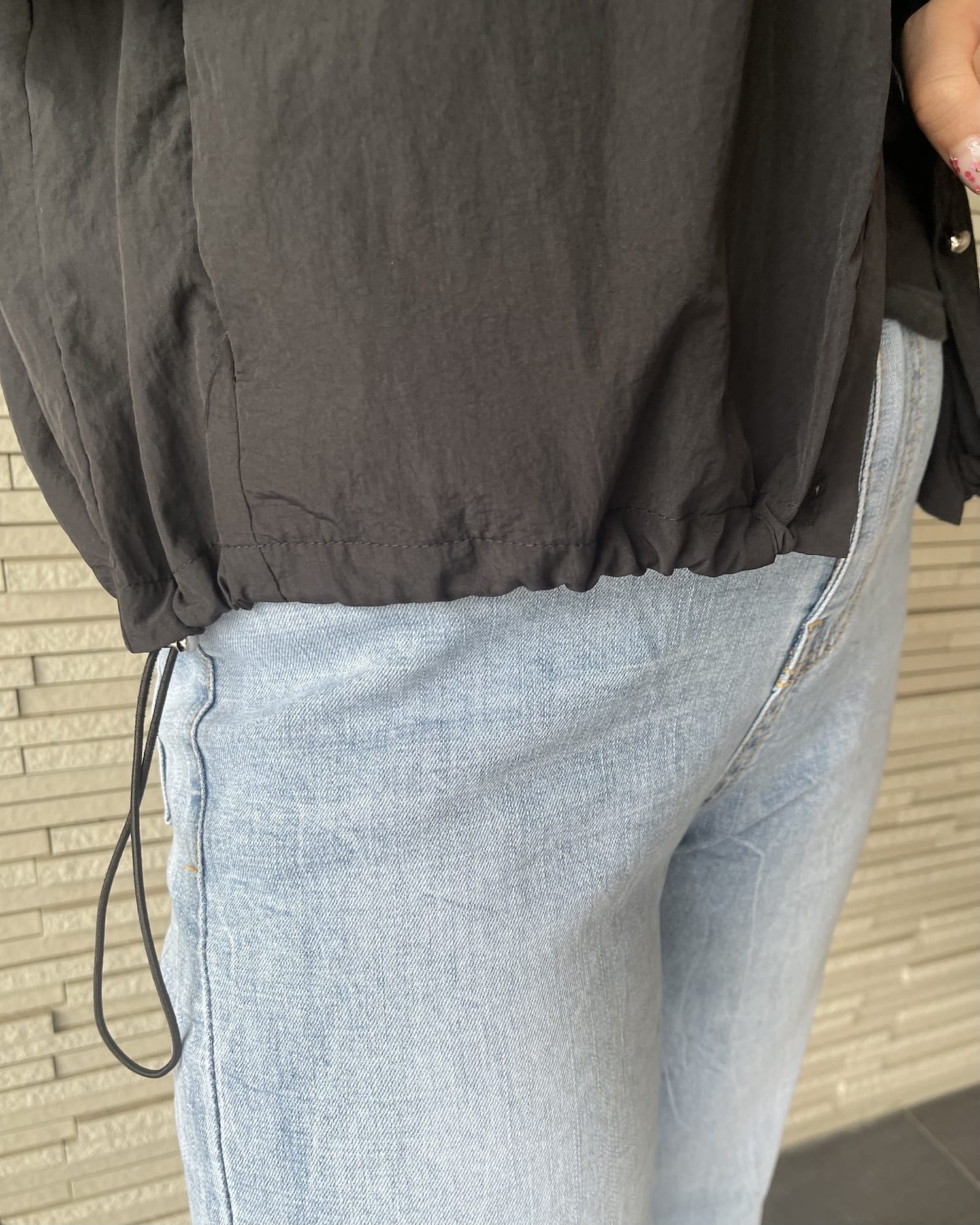ドロストバックショルダーメッシュシャツ