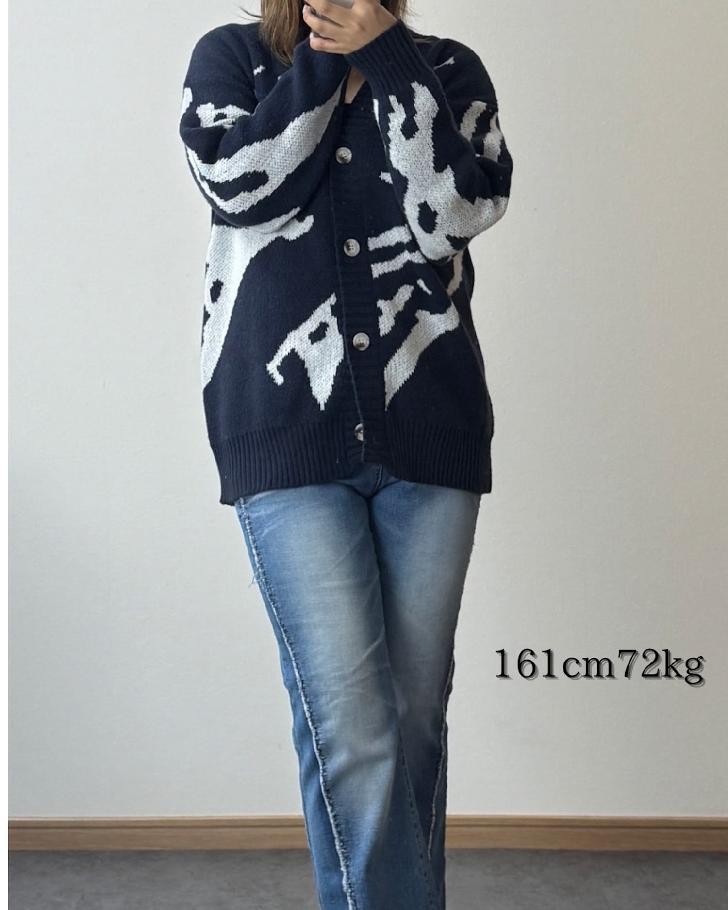 総柄オーバーカーディガン