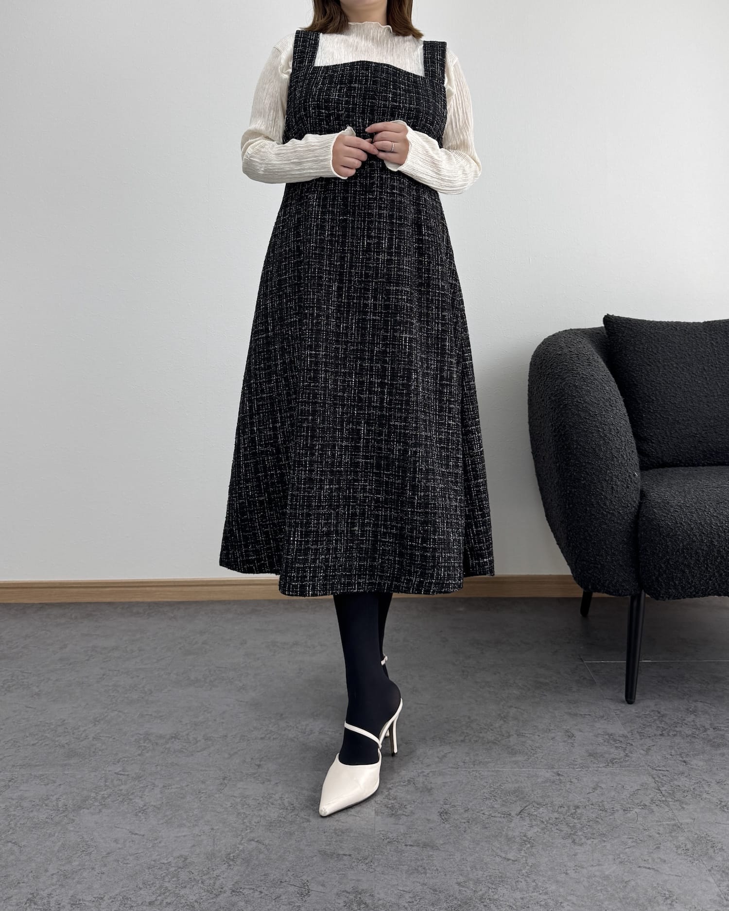 ラメツイードワンピース