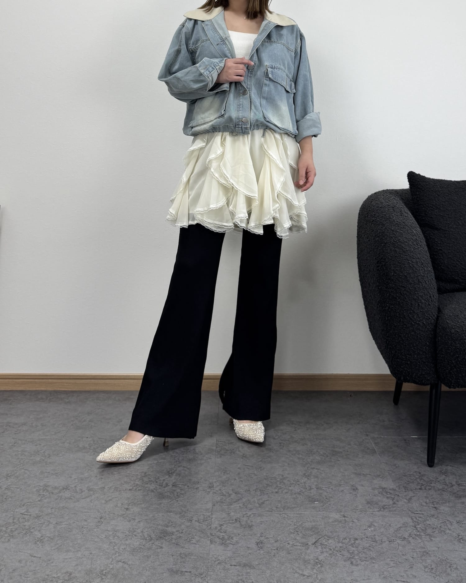 レイヤードレーススカート