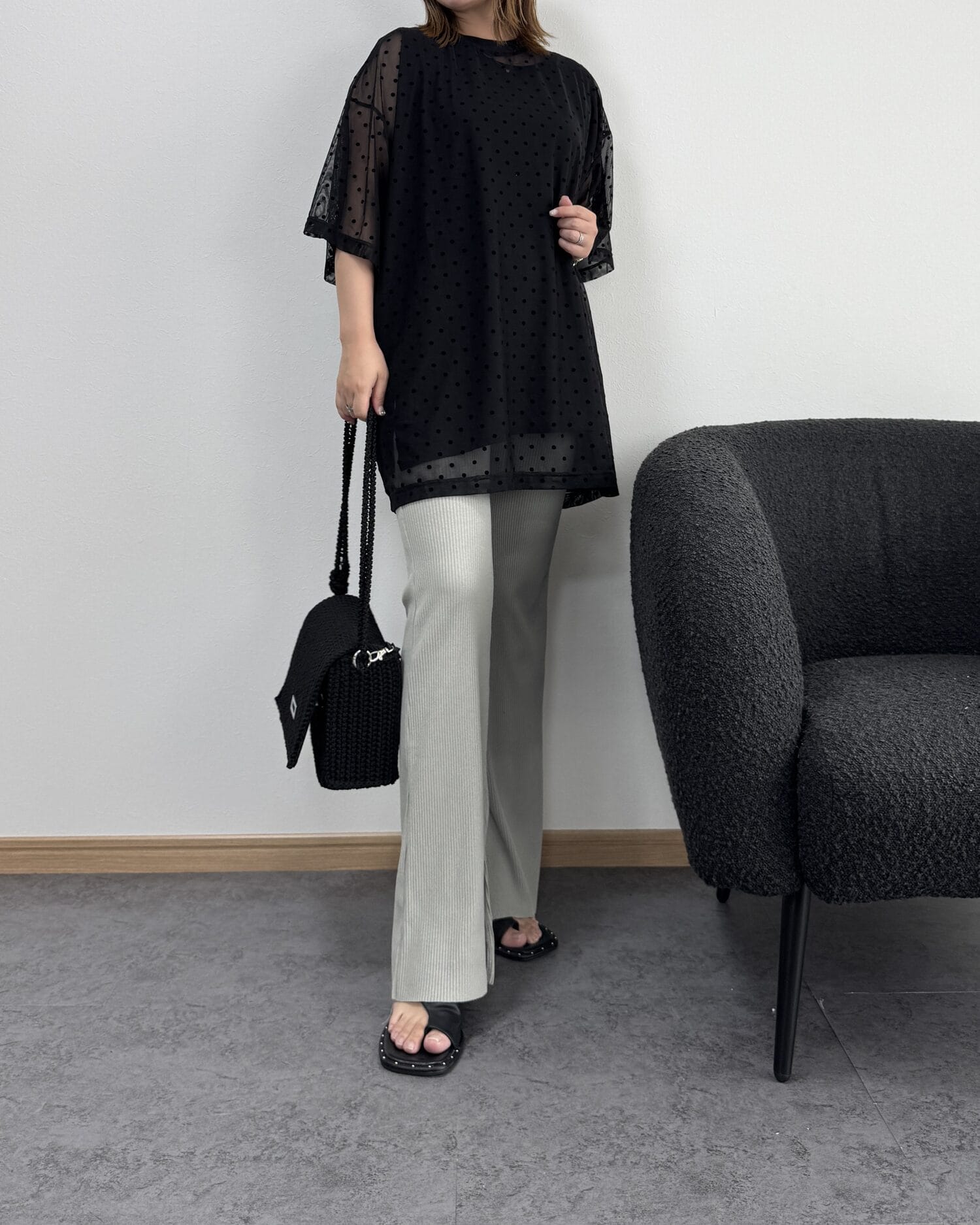 【7/9までのセール価格】とろみドットシアーオーバーTシャツ