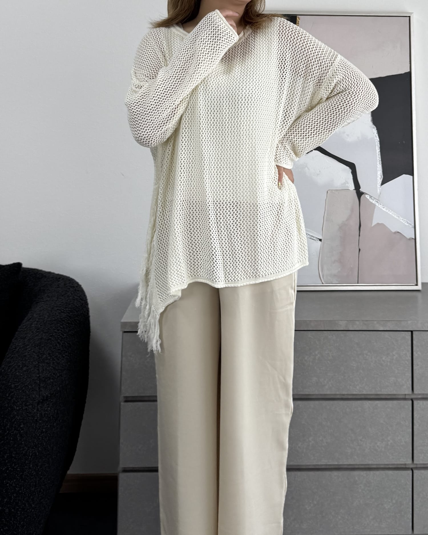 メッシュフリンジトップス