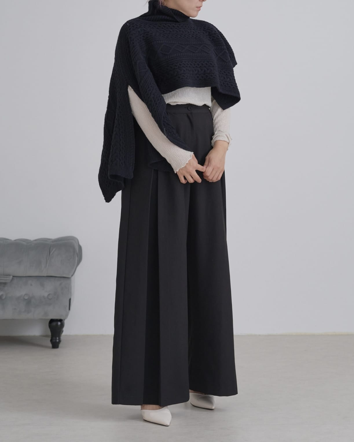 タートルショートポンチョ