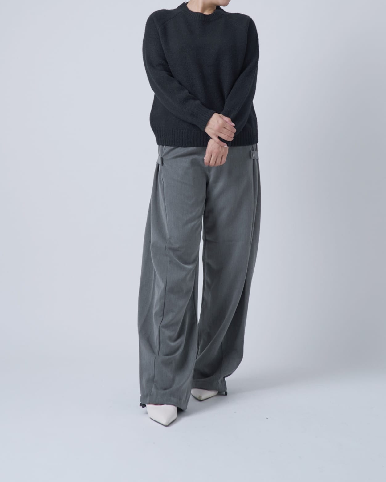 シンプルカラーニットプルオーバー