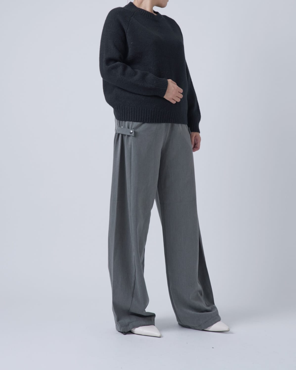 シンプルカラーニットプルオーバー