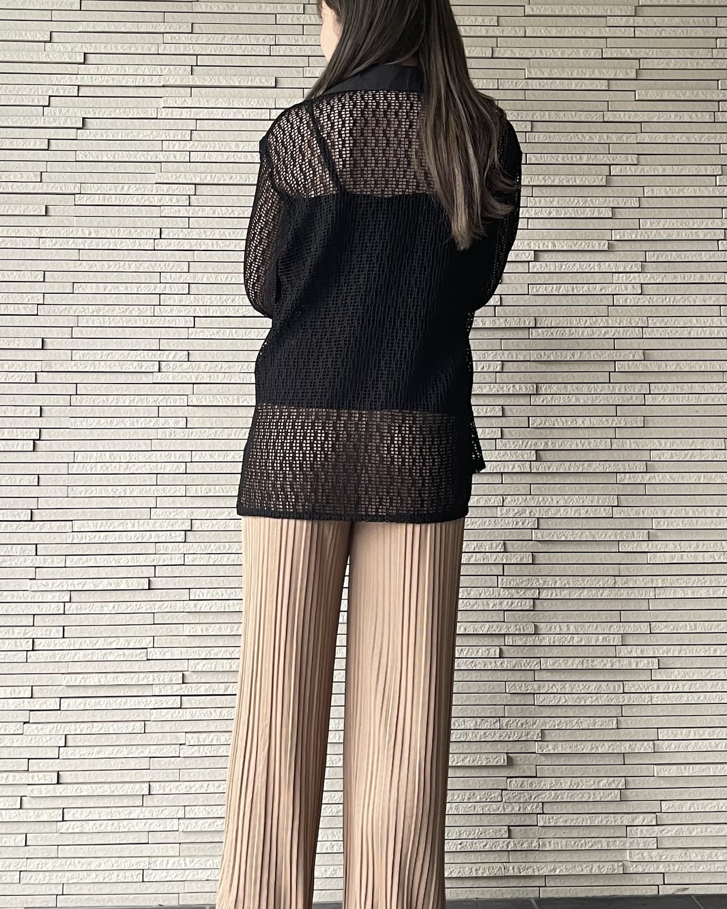 サイドスリットメッシュシャツ