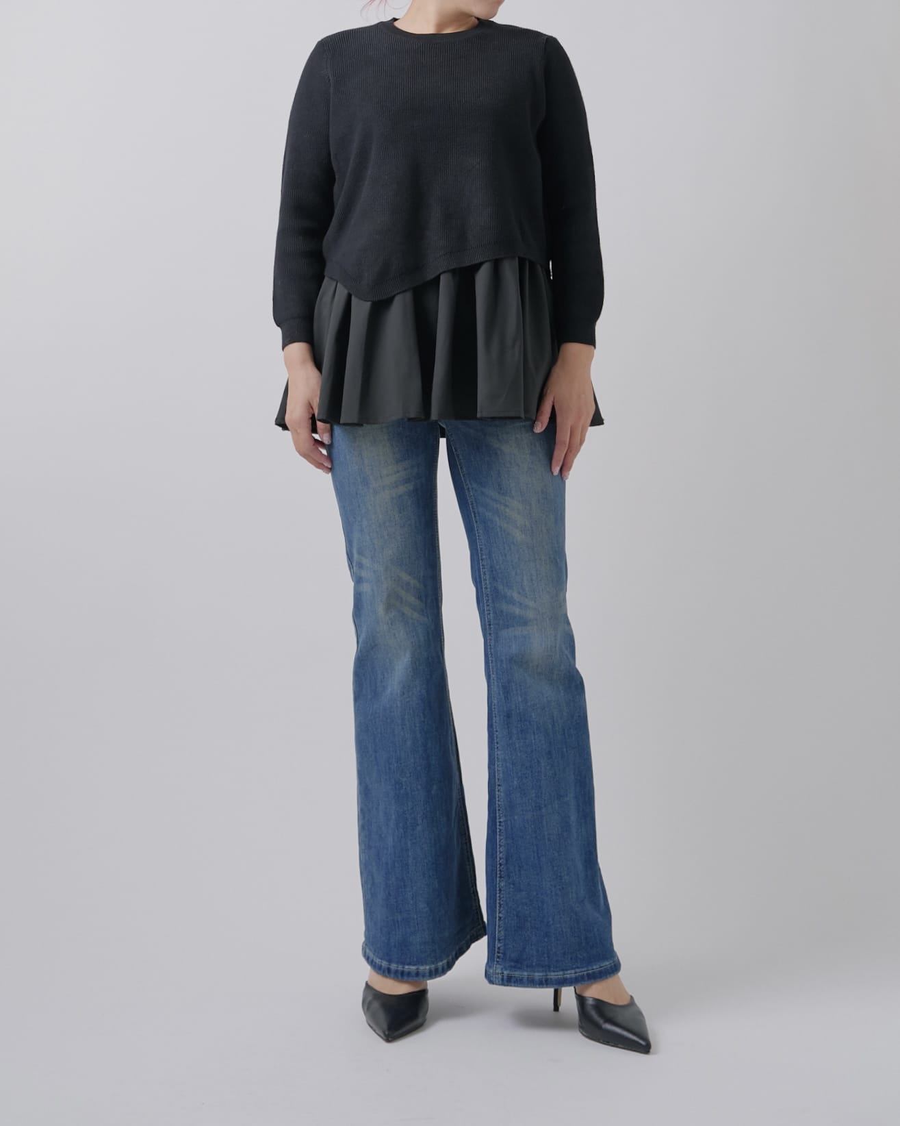 レイヤードフリルニット