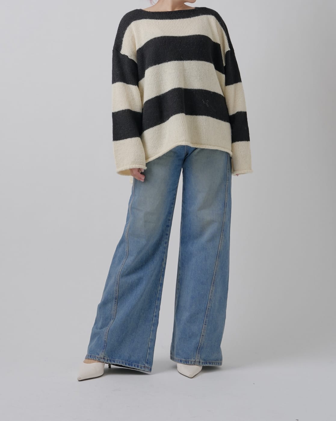 ボーダーワイドニット