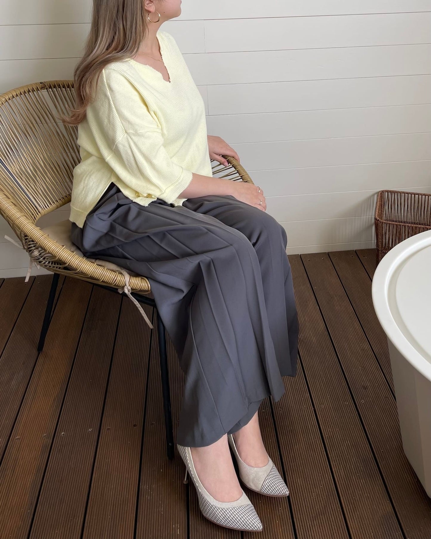 【美シルエット】体型カバータックワイドパンツ