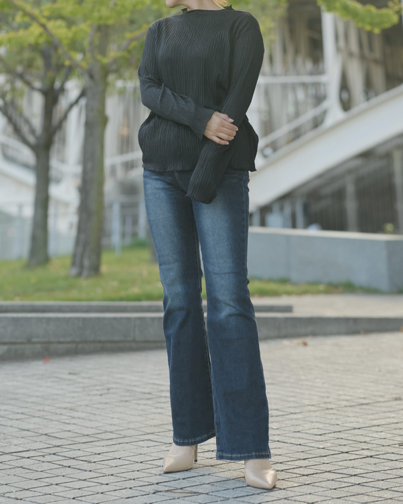 【美シルエット】インディゴフレアデニム