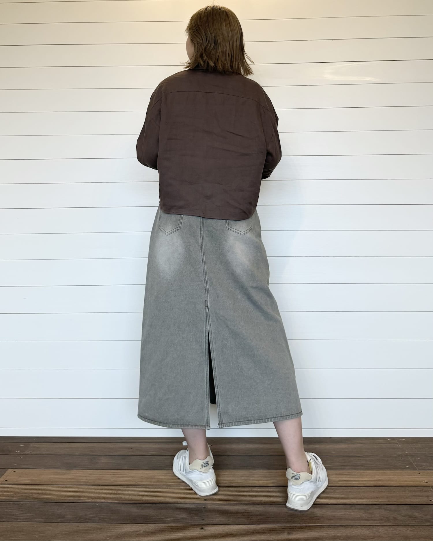 襟付きクロップドシャツ
