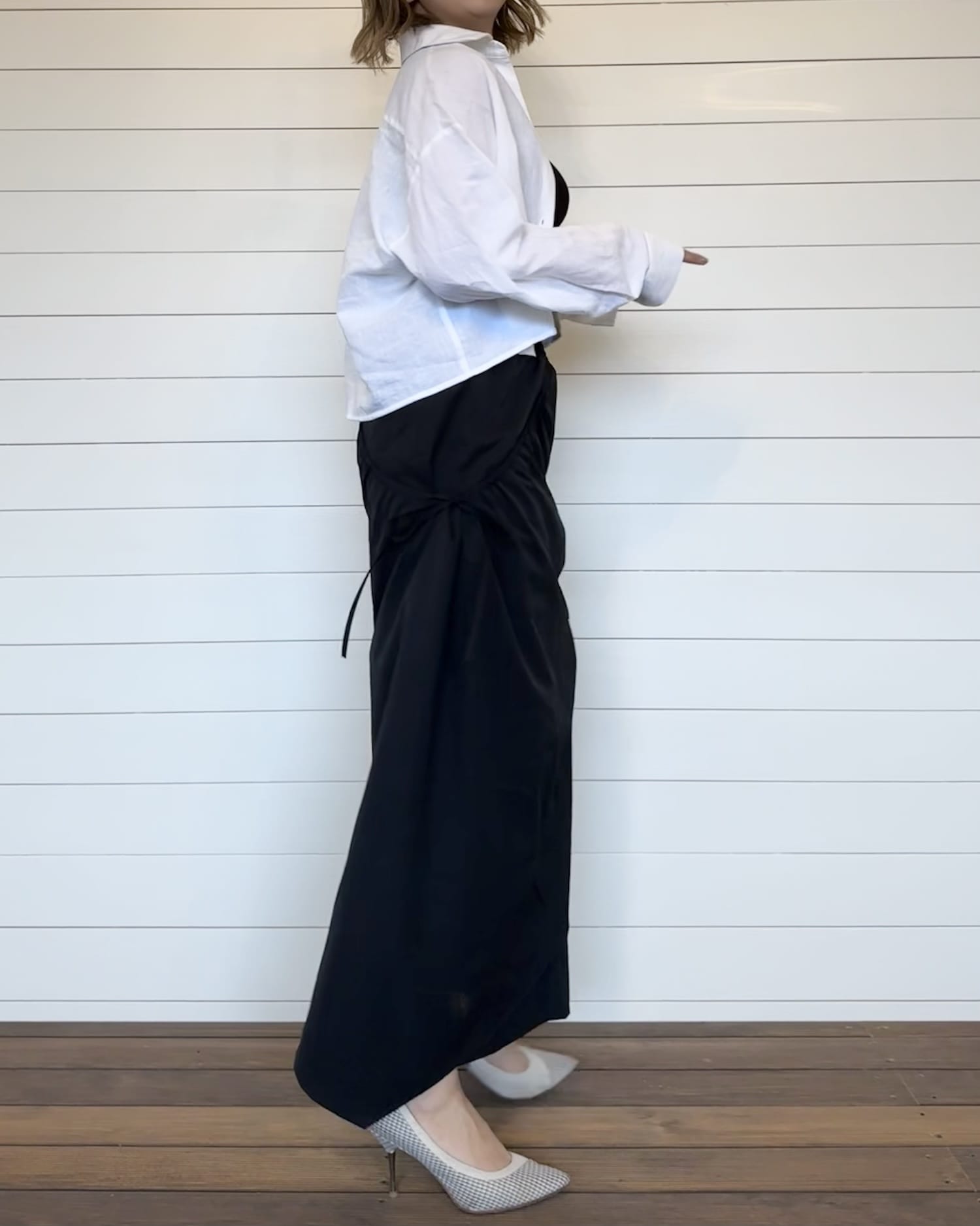 襟付きクロップドシャツ