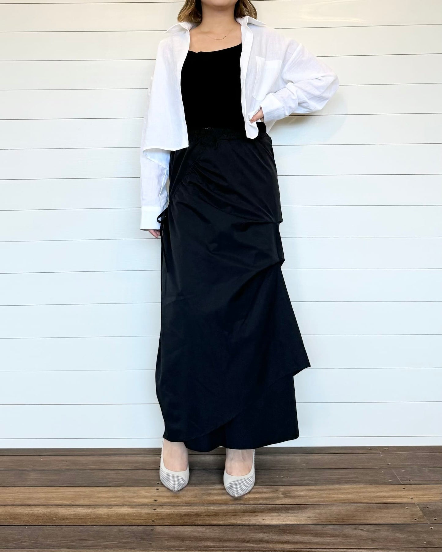 襟付きクロップドシャツ