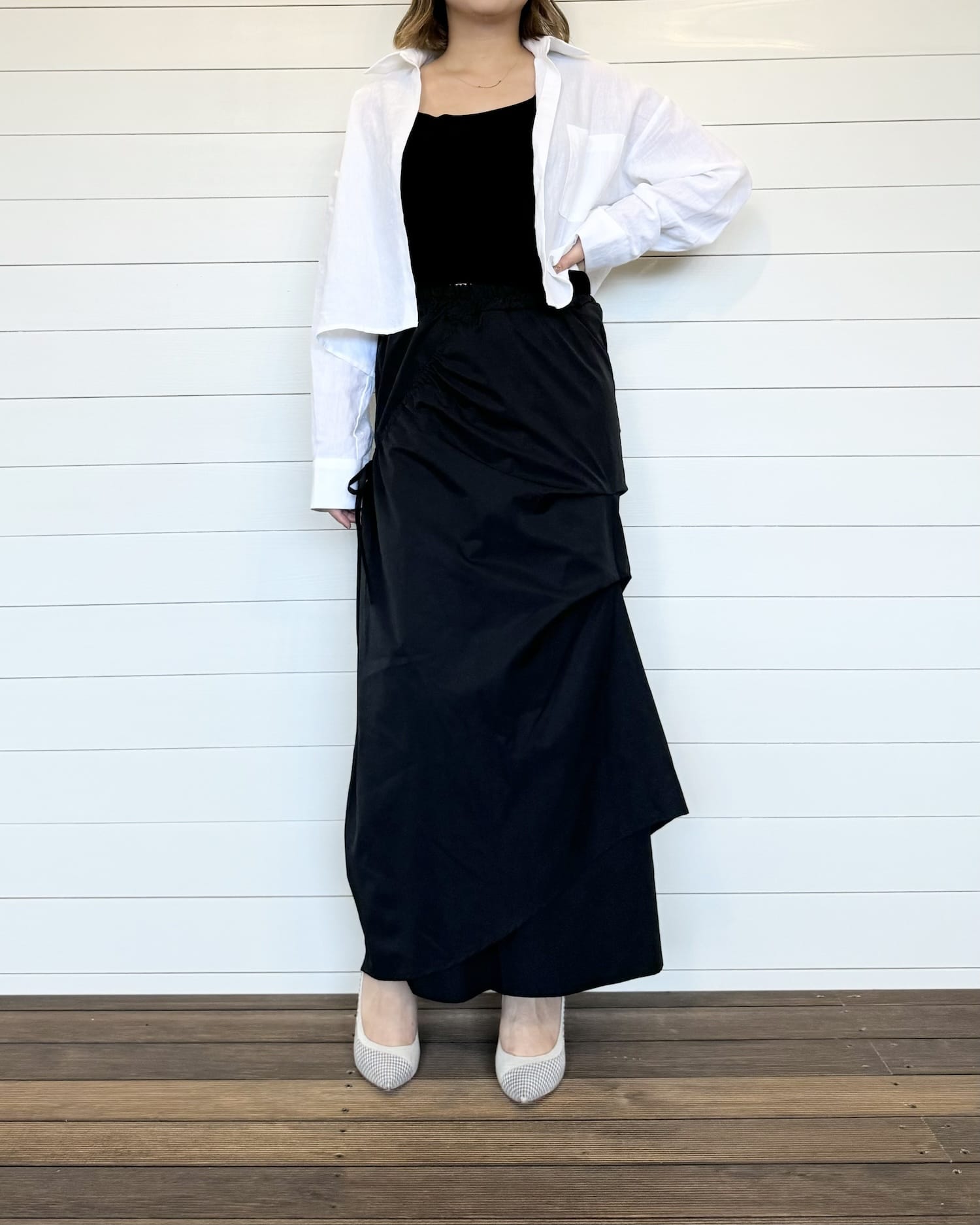 襟付きクロップドシャツ
