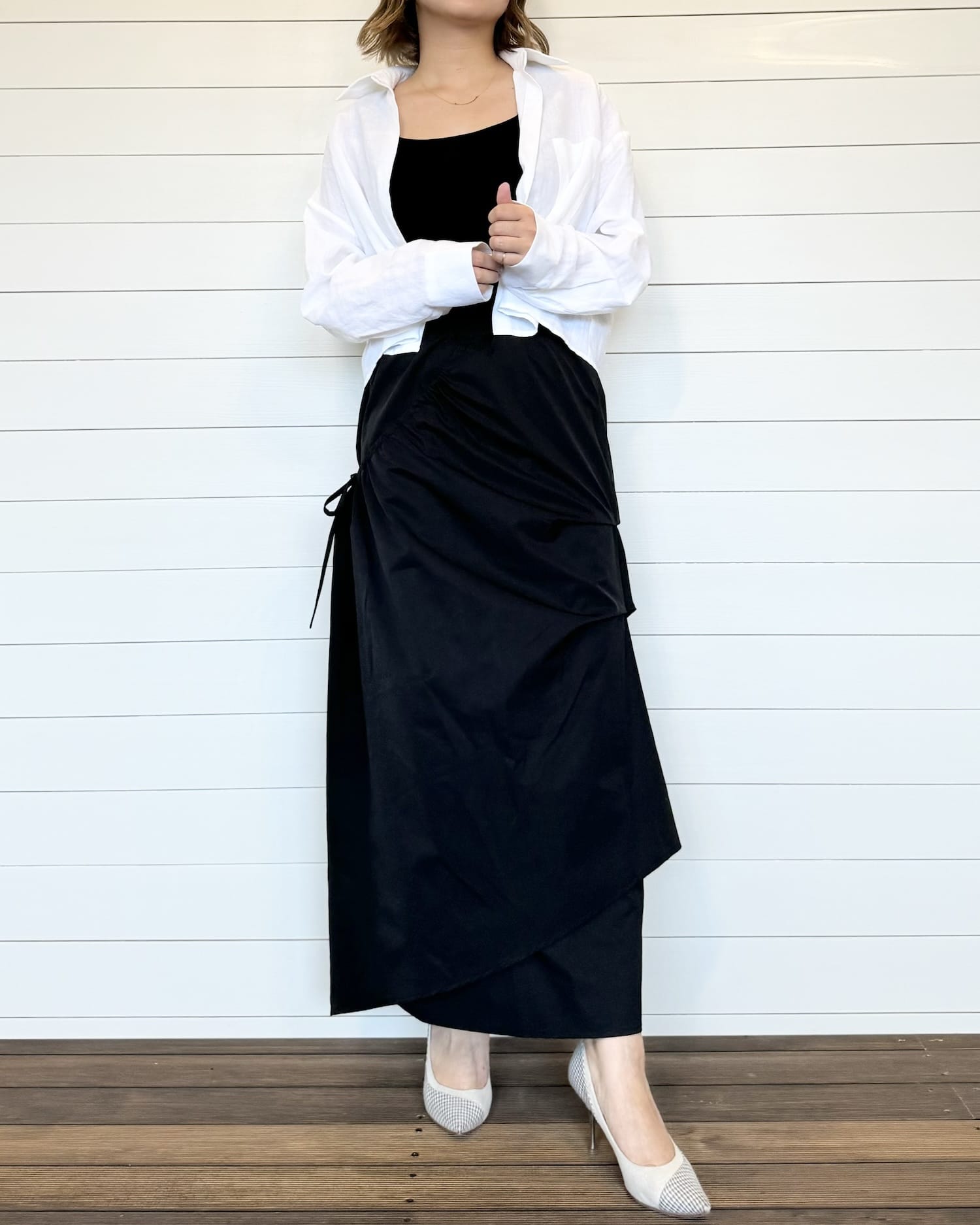 襟付きクロップドシャツ