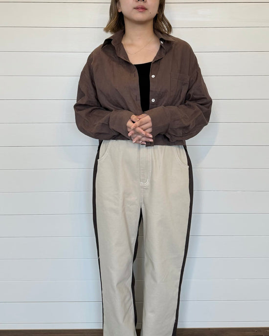 襟付きクロップドシャツ