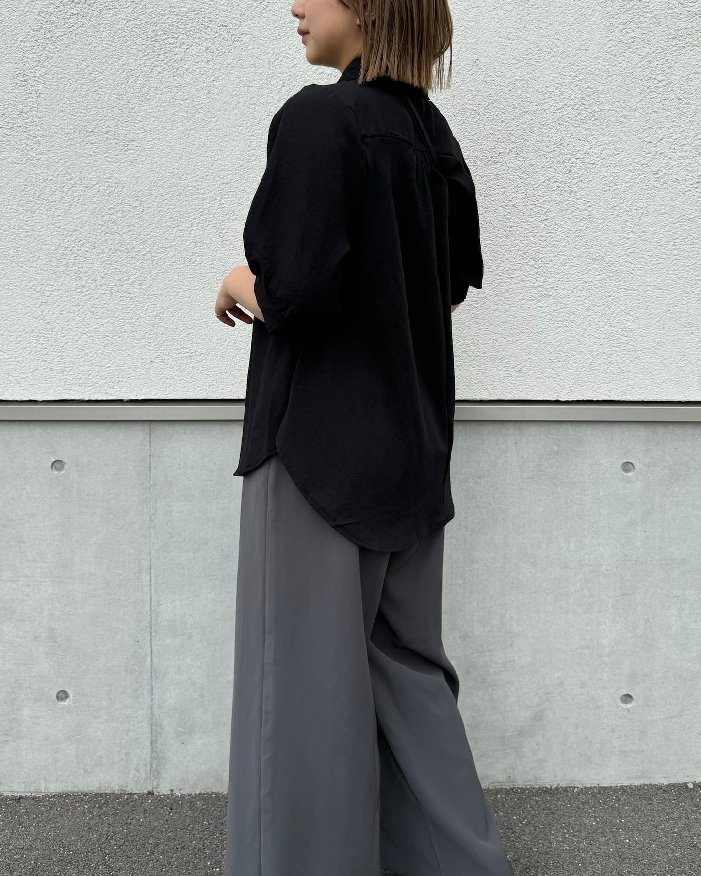 【体型カバー】襟付きカラーブラウス
