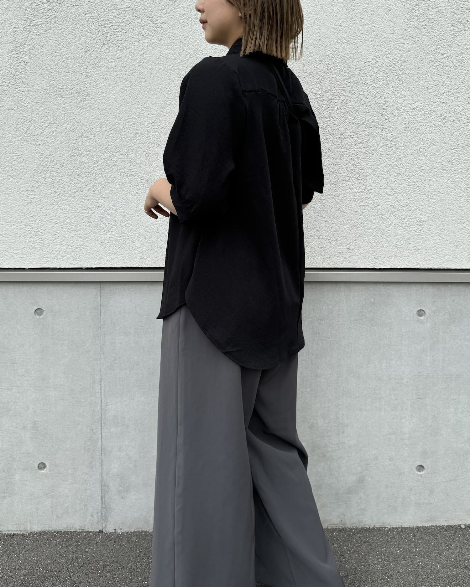 【体型カバー】襟付きカラーブラウス