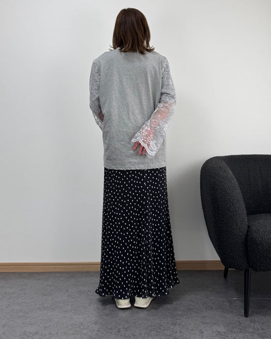 袖レースドッキングロングTシャツ