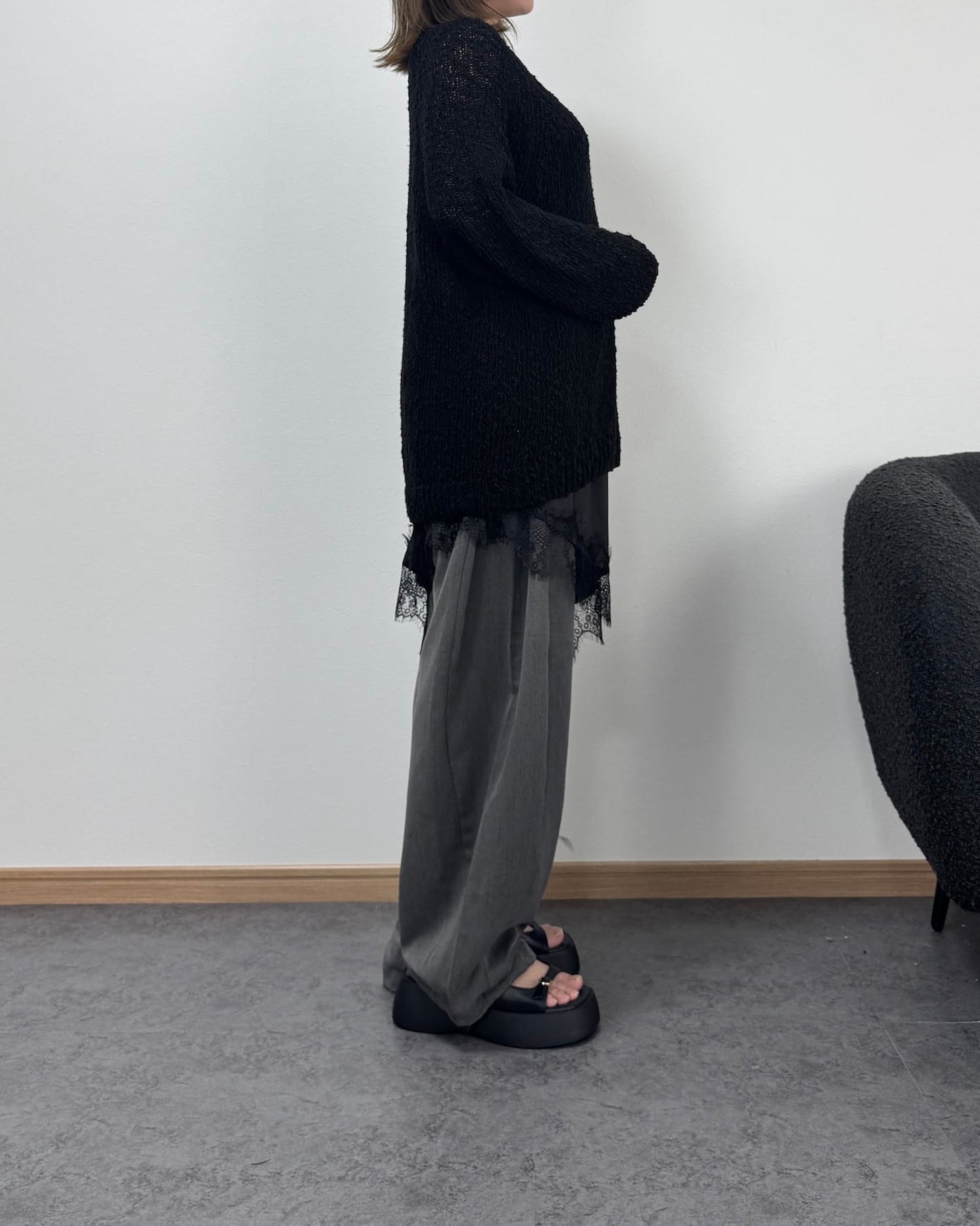 サテン風アシメスカート