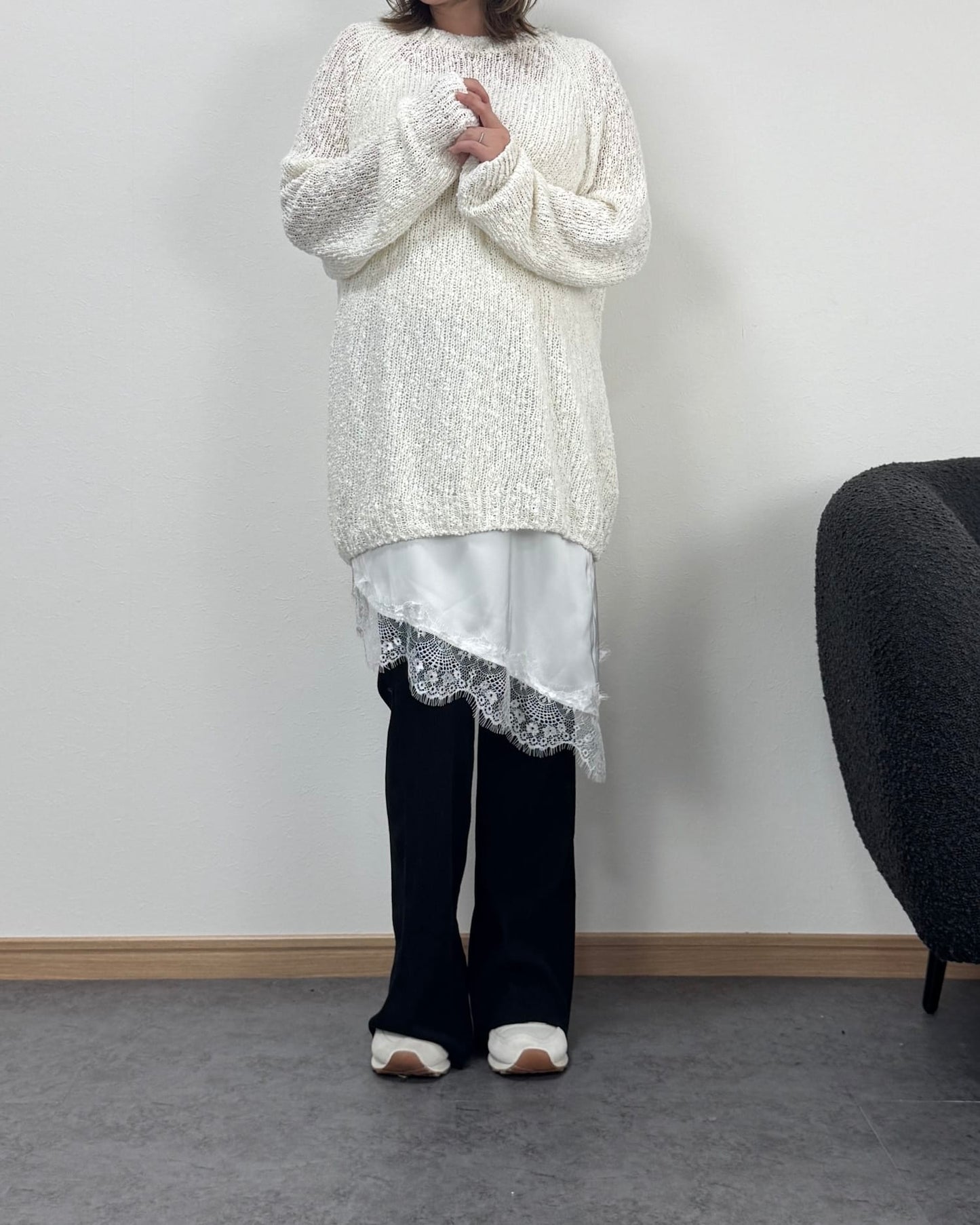 サテン風アシメスカート