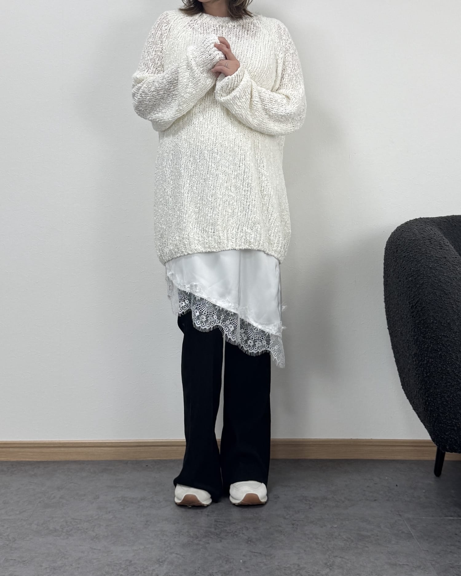 サテン風アシメスカート