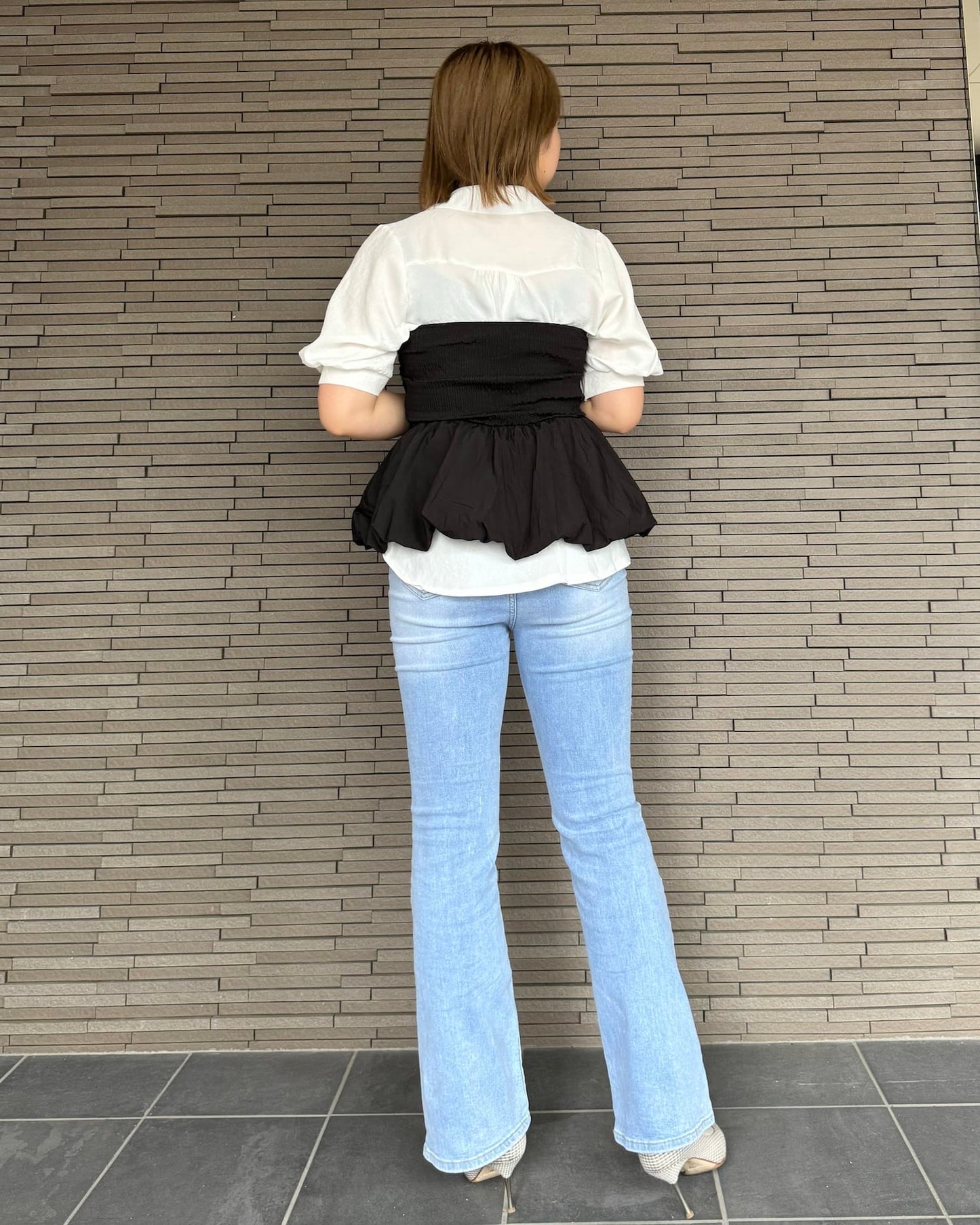 【美シルエット】セミフレアストレッチデニム