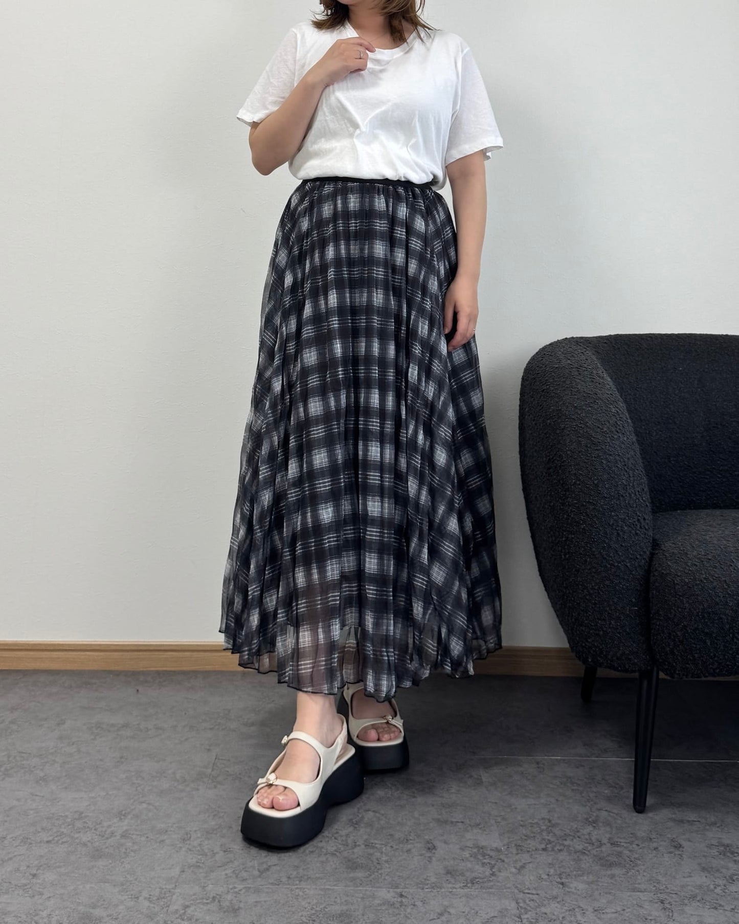 チェックシアースカート