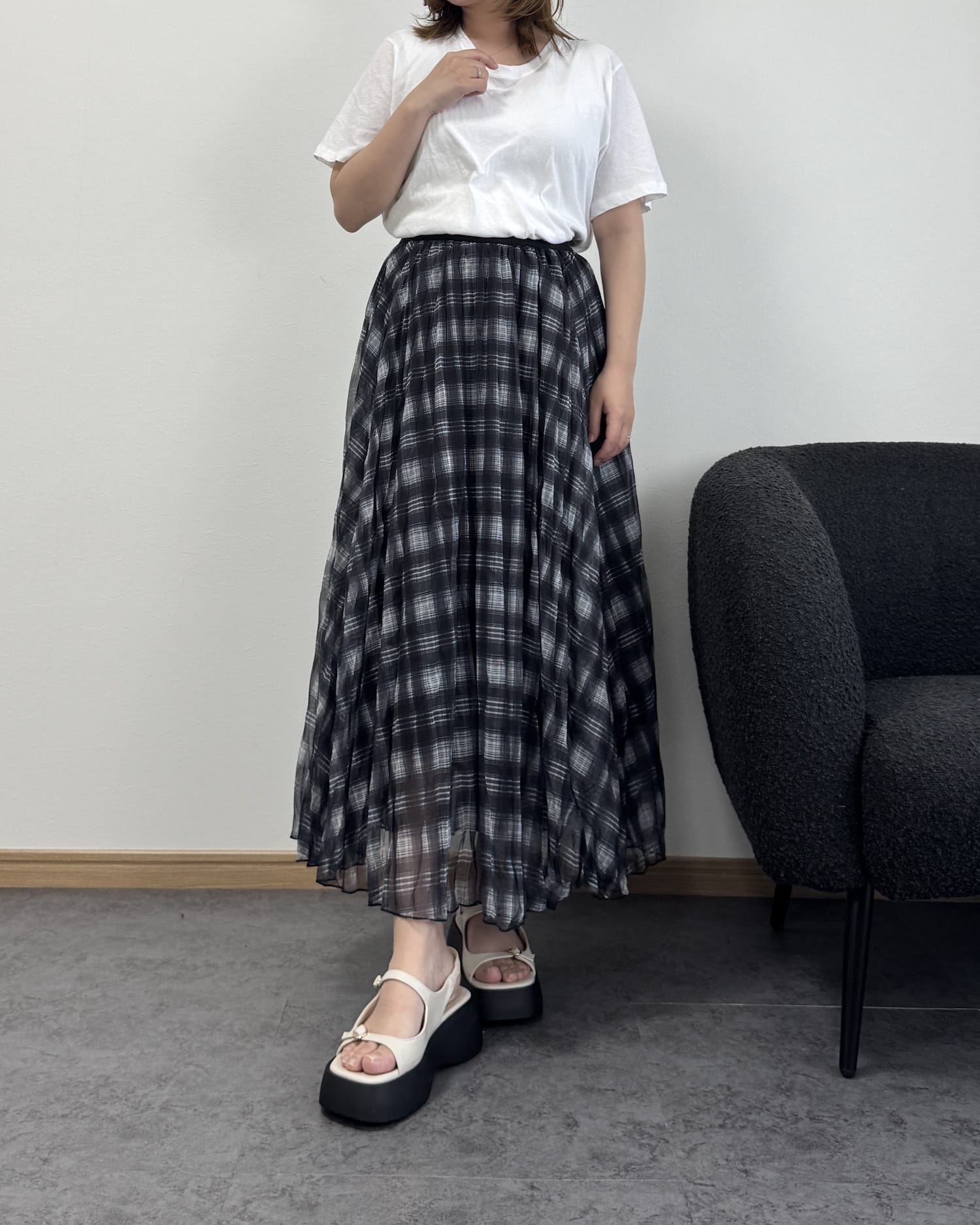 チェックシアースカート