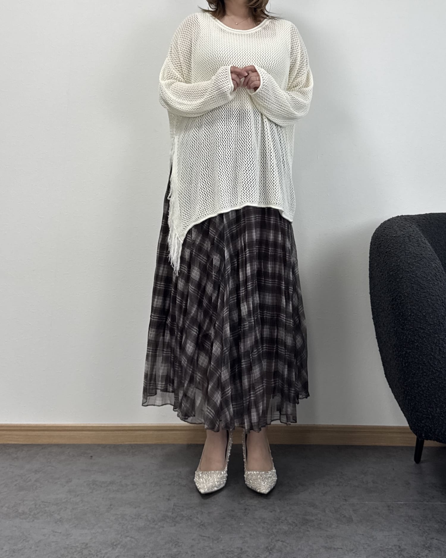 チェックシアースカート
