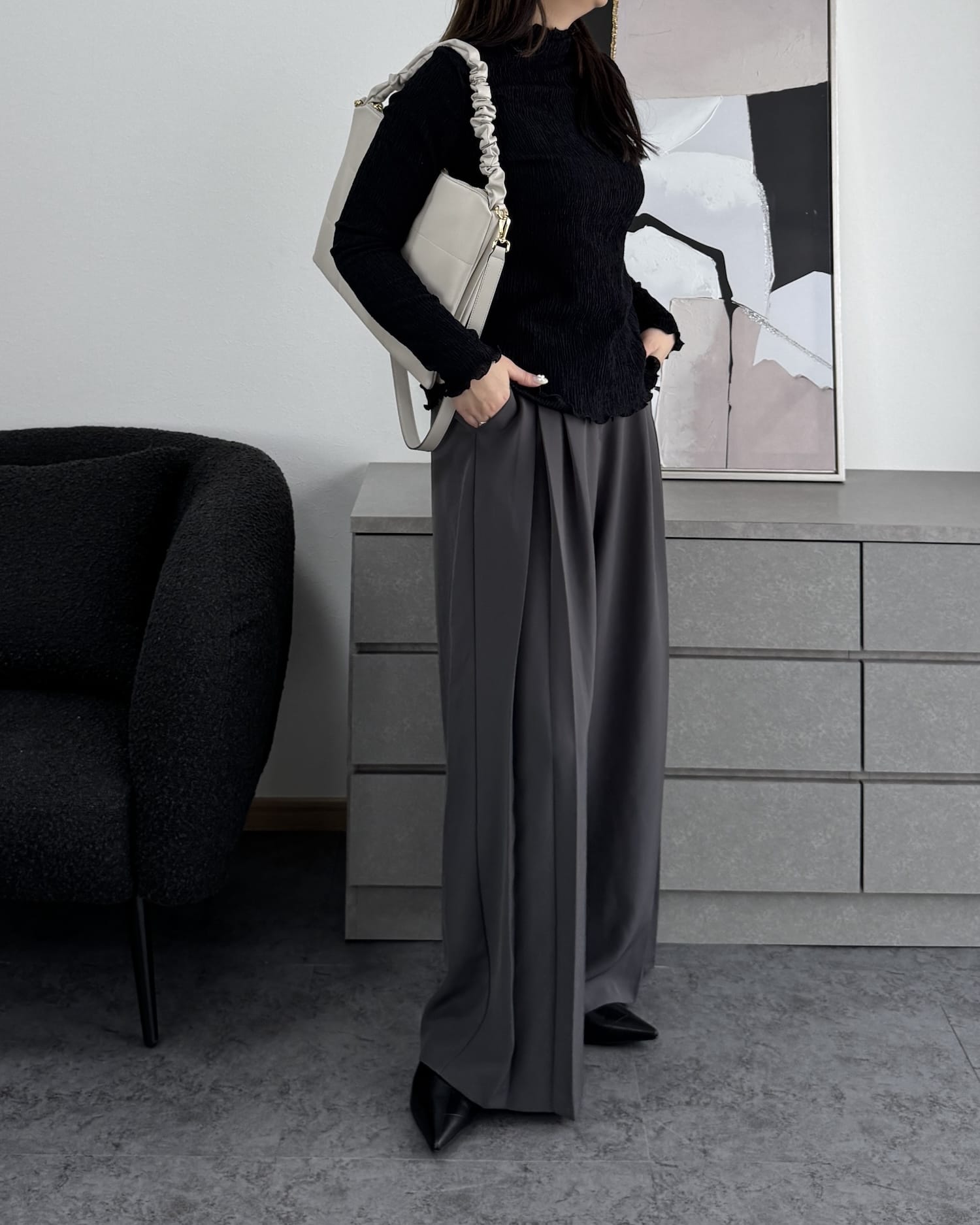 シャーリングショルダービッグクラッチバッグ