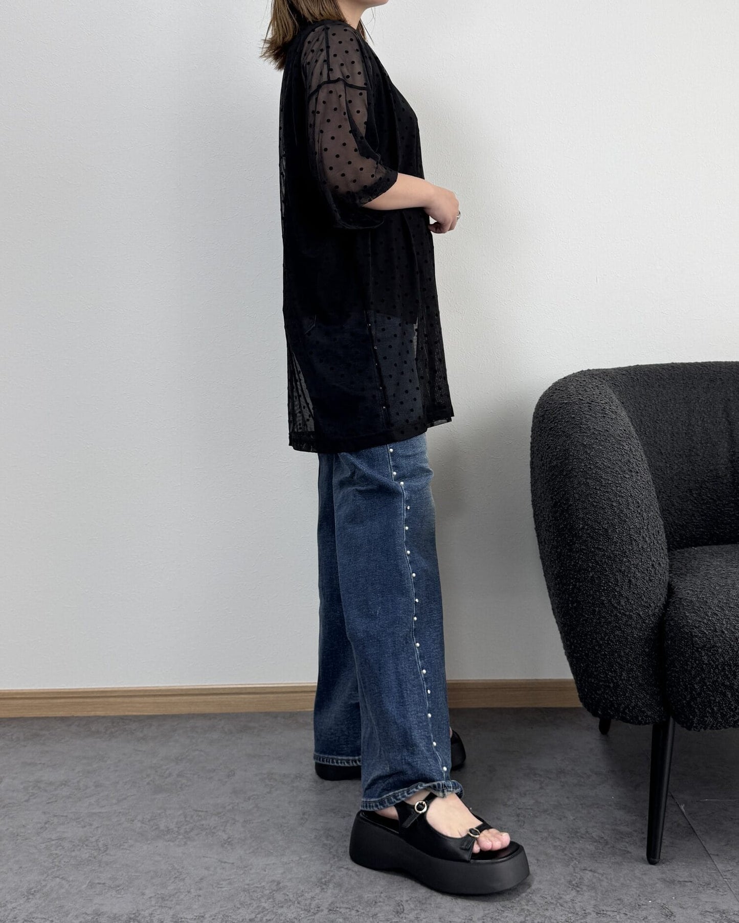 【7/9までのセール価格】とろみドットシアーオーバーTシャツ