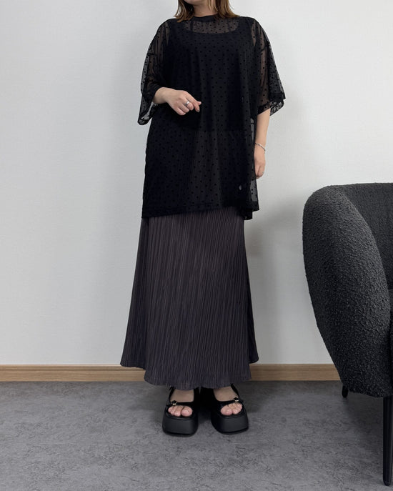 【7/9までのセール価格】とろみドットシアーオーバーTシャツ