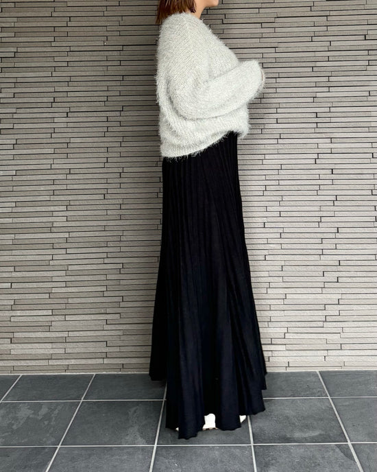 Vネックカラーニット& Aラインニットマキシ2点セット