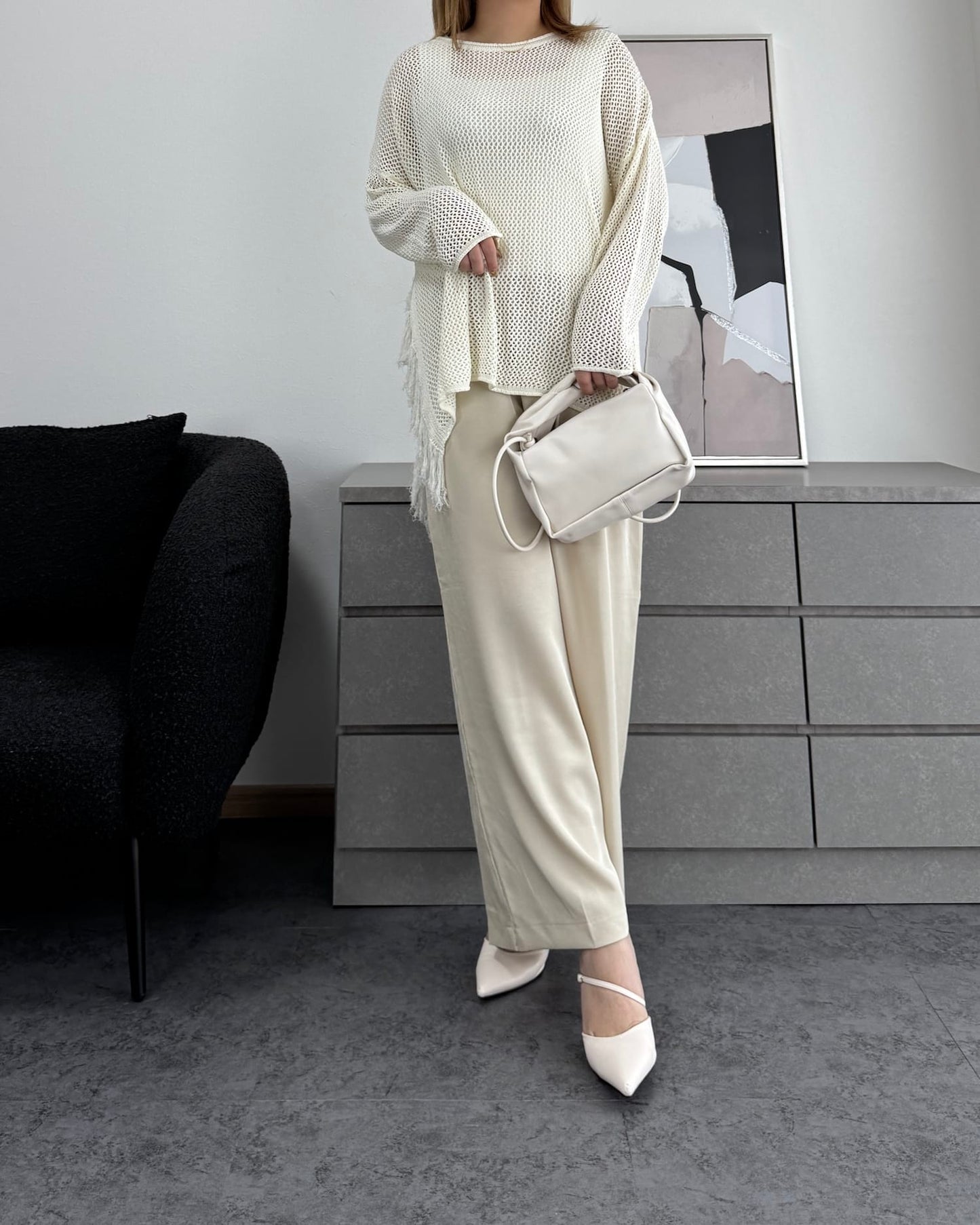 メッシュフリンジトップス