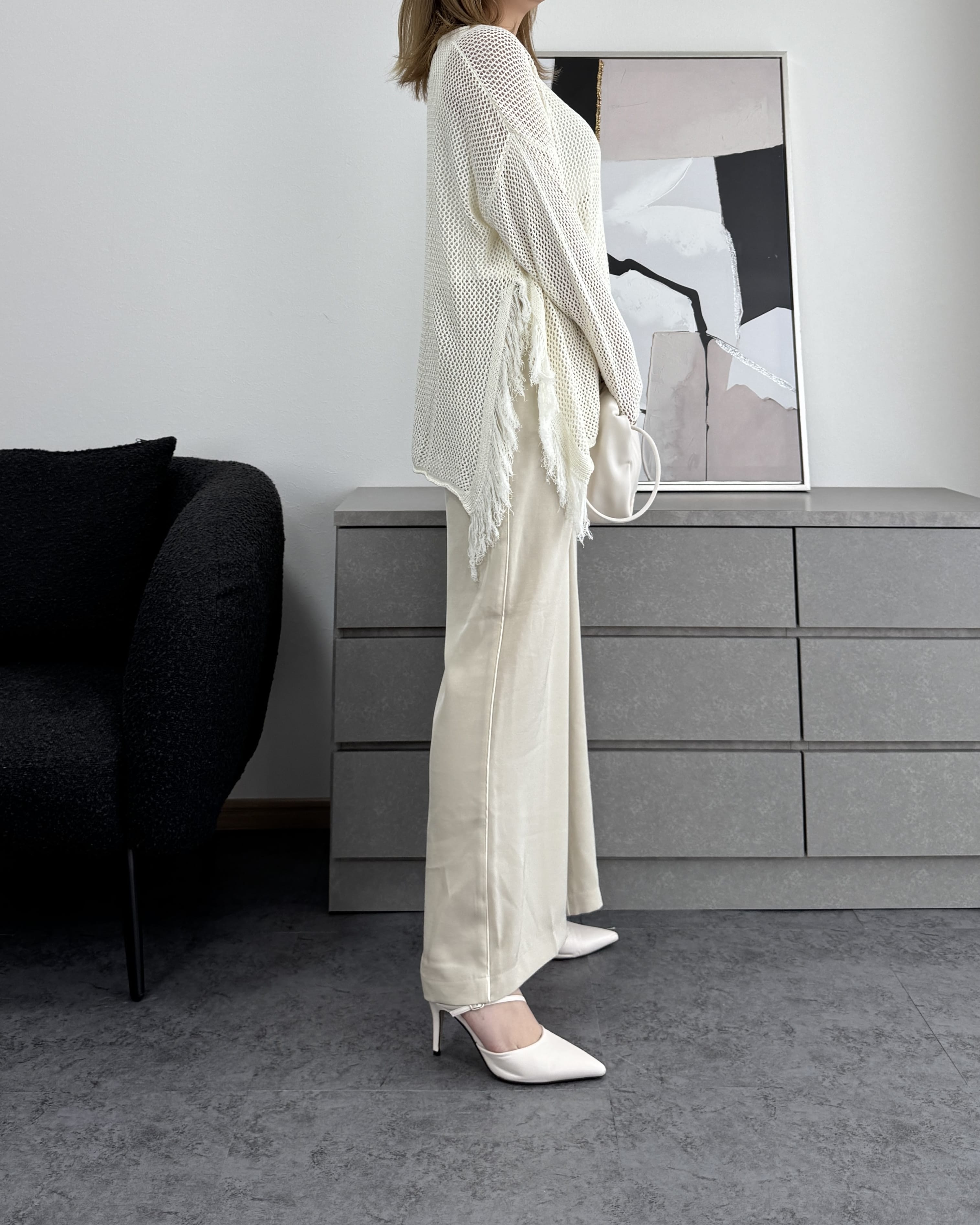 メッシュフリンジトップス