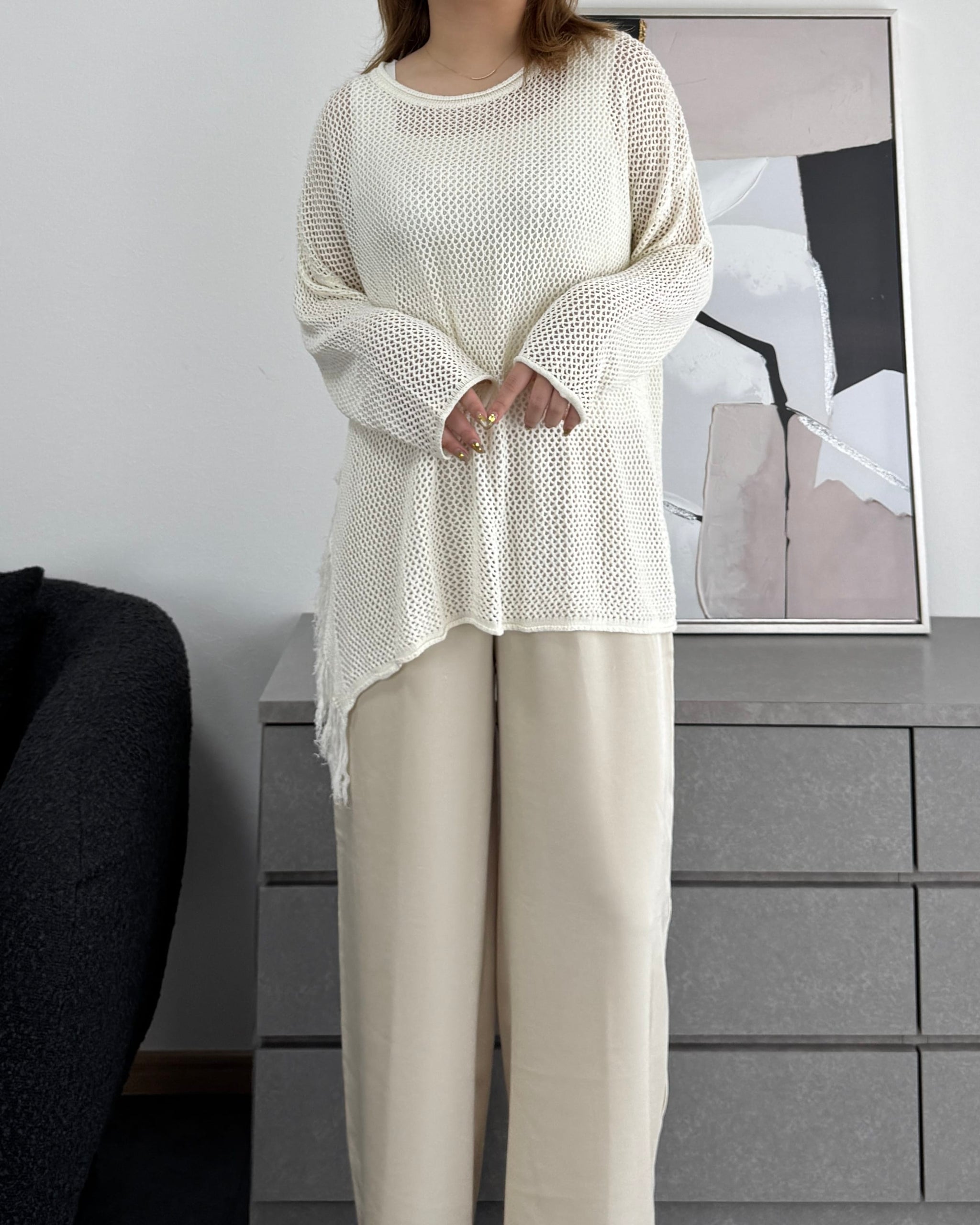 メッシュフリンジトップス