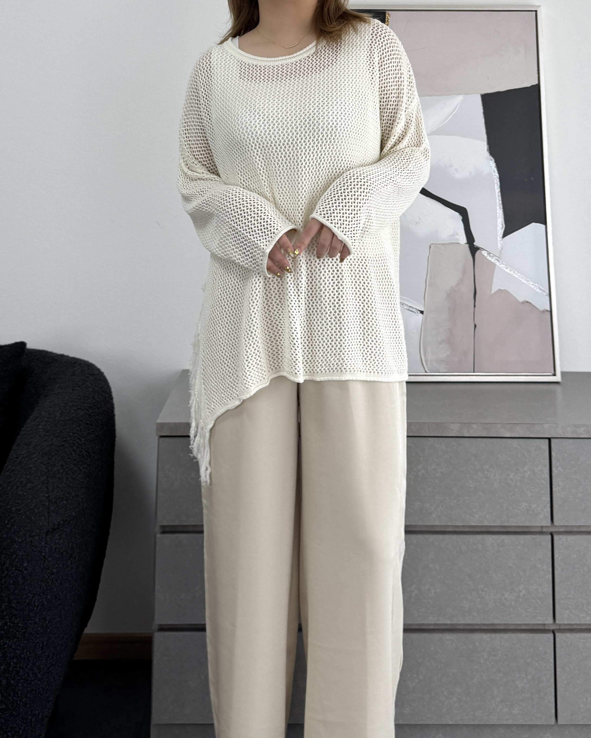 メッシュフリンジトップス