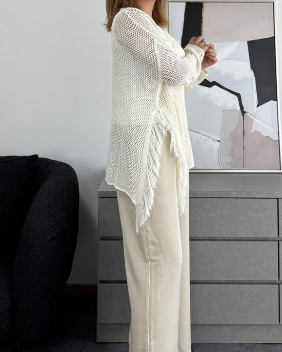 メッシュフリンジトップス