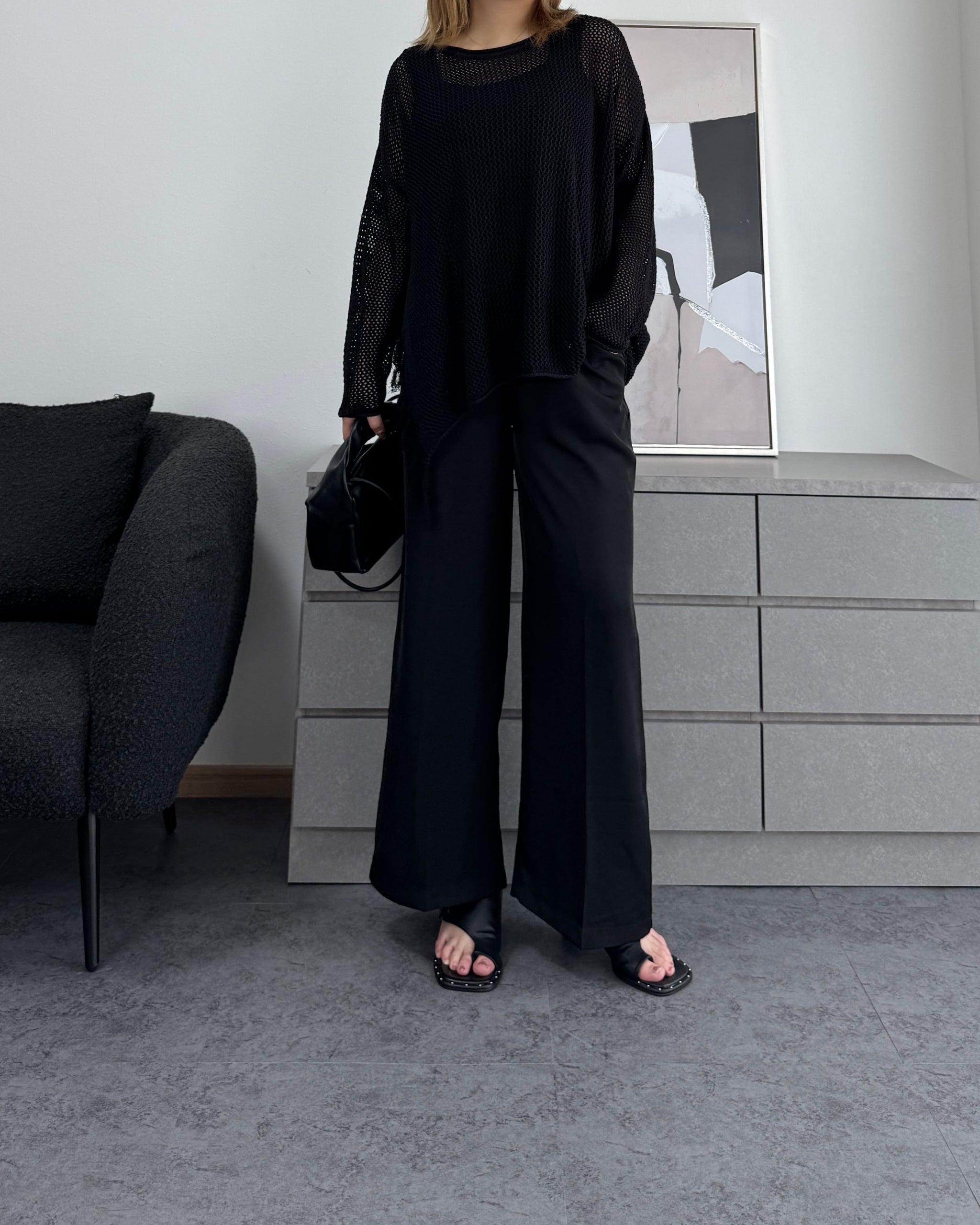 メッシュフリンジトップス