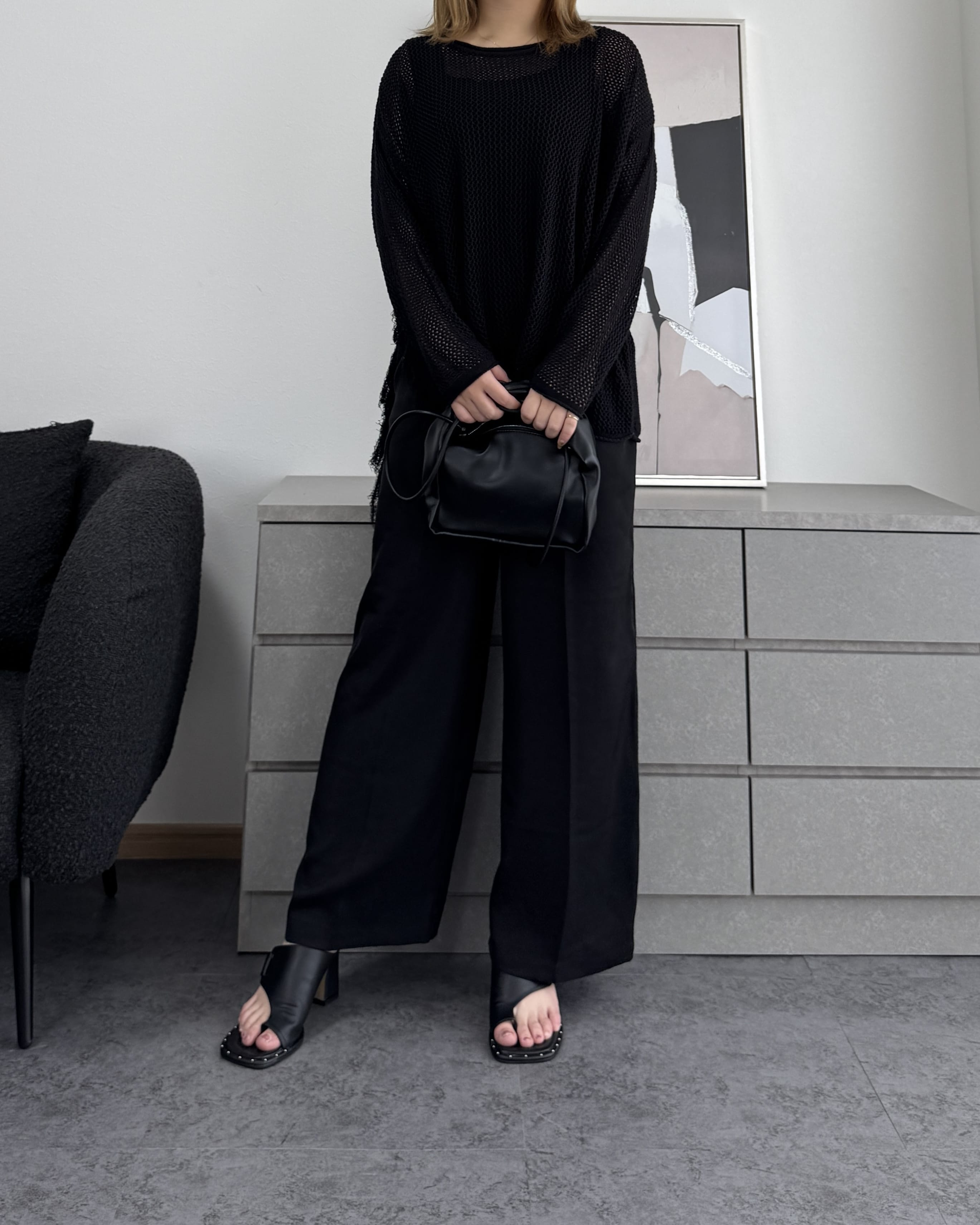 メッシュフリンジトップス