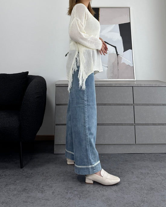 メッシュフリンジトップス