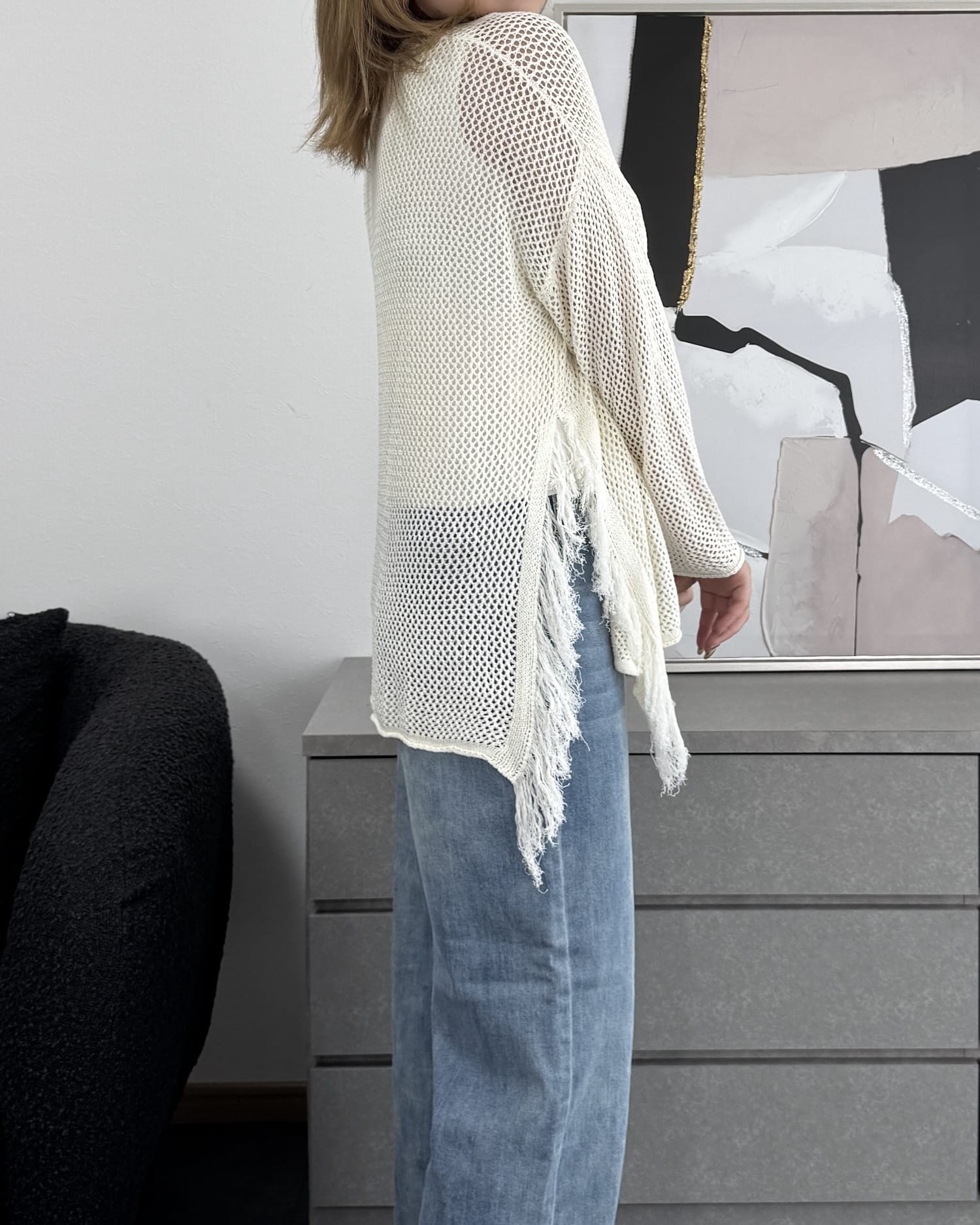 メッシュフリンジトップス