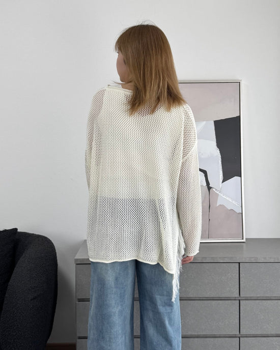 メッシュフリンジトップス