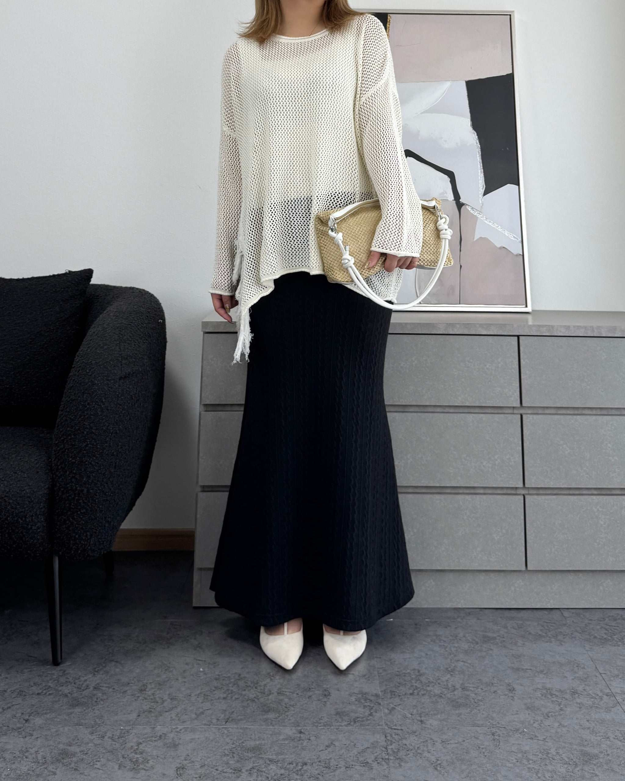 メッシュフリンジトップス