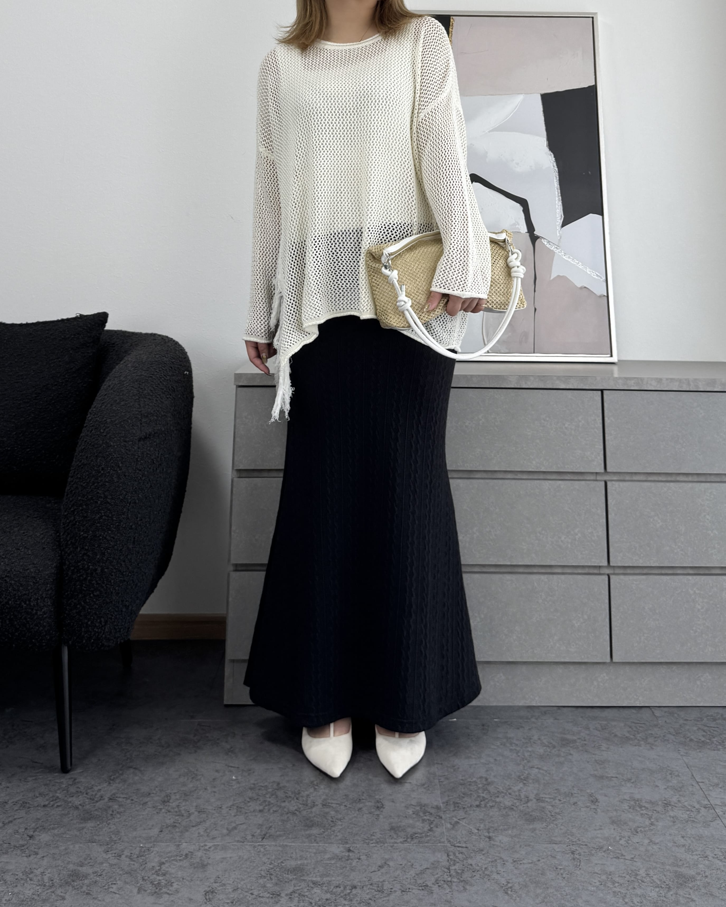 メッシュフリンジトップス