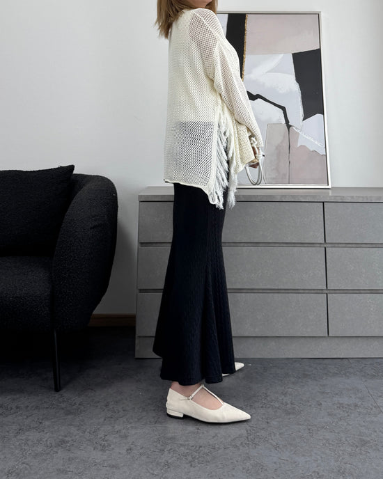 メッシュフリンジトップス