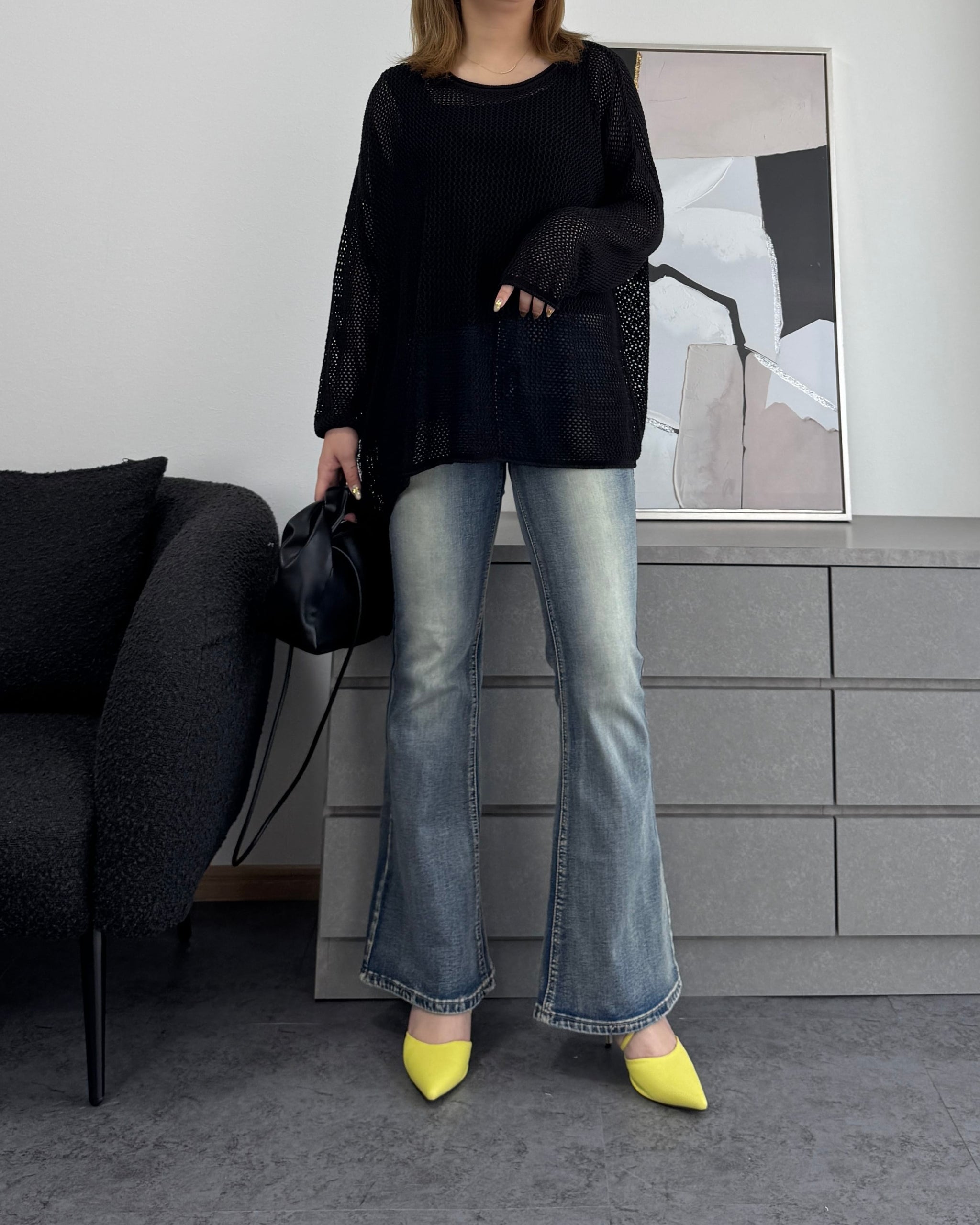 メッシュフリンジトップス